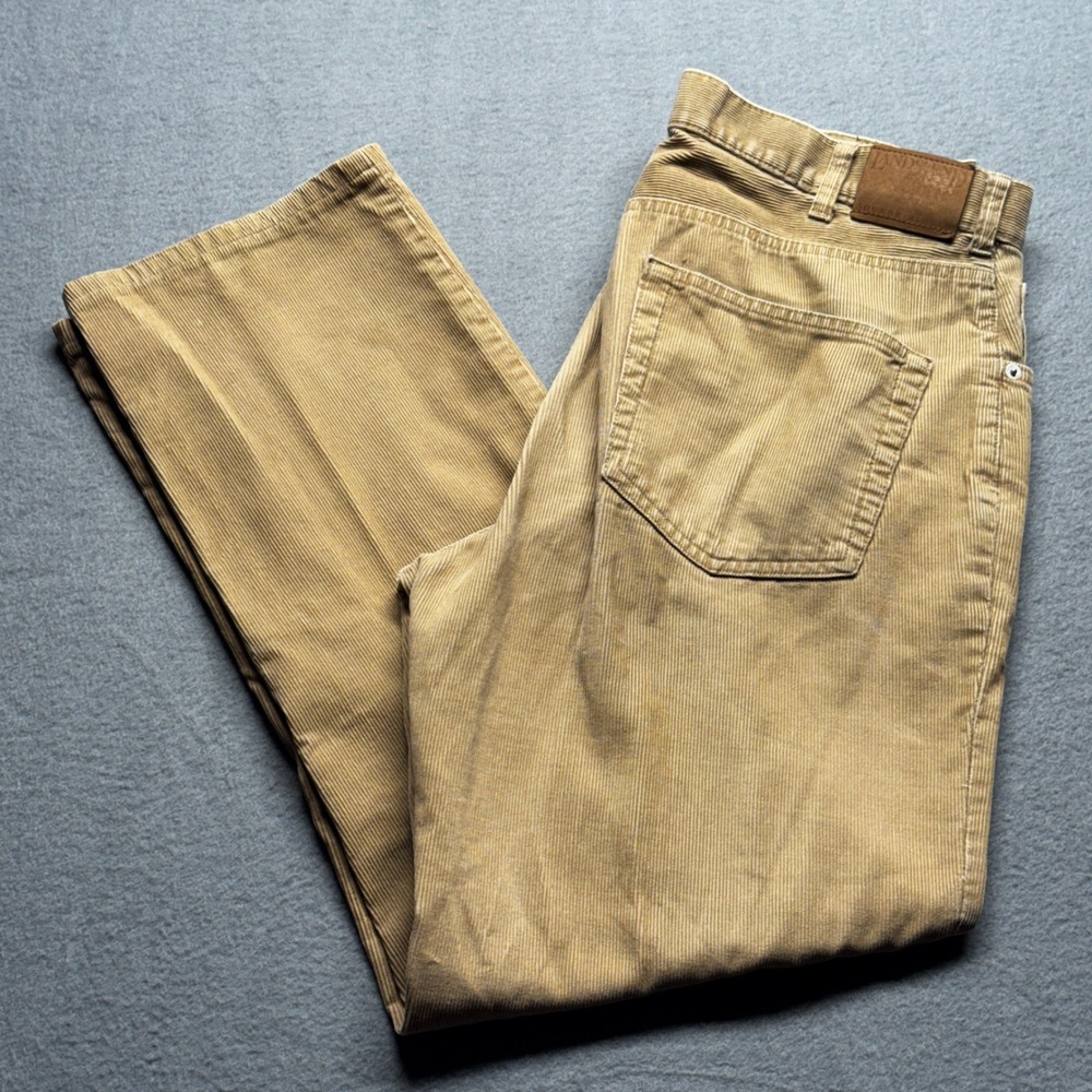 Lands' End Square Rigger Mens Corduroy Pants Tan Straight Leg Size 35x29